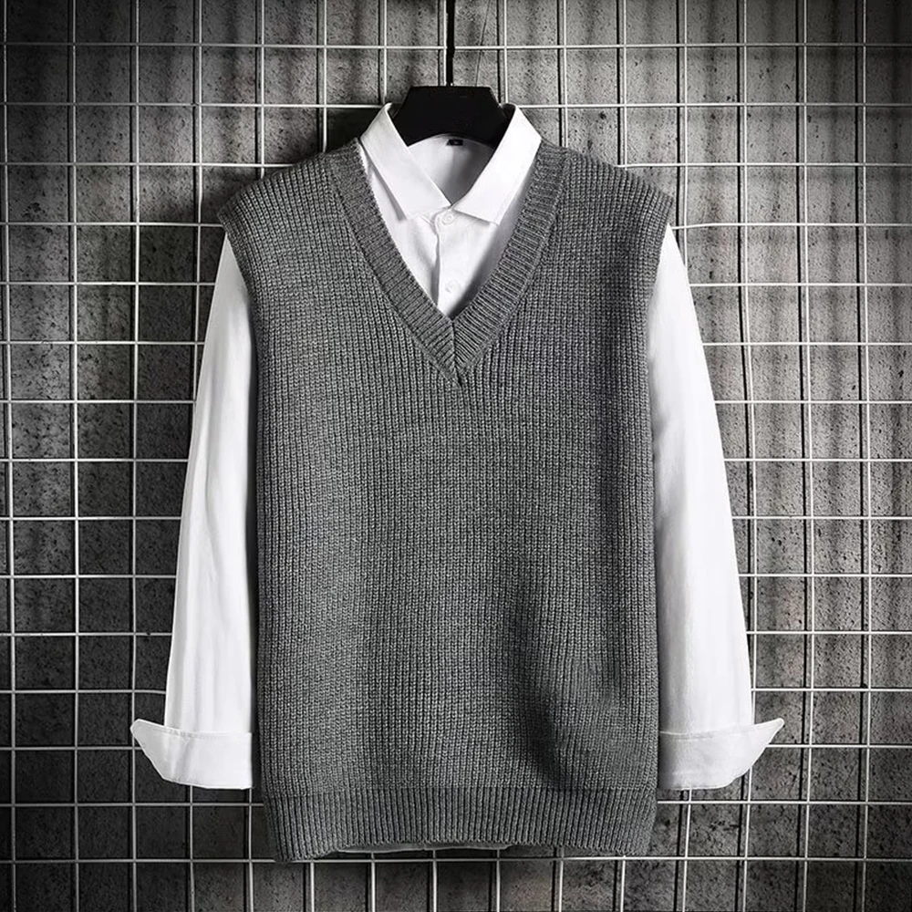 Sweater Vest Mens Warm All-match Solid Color Simply Ulzzang Sleeveless Fashion Streetwear Popular Autumn Cable Knitted