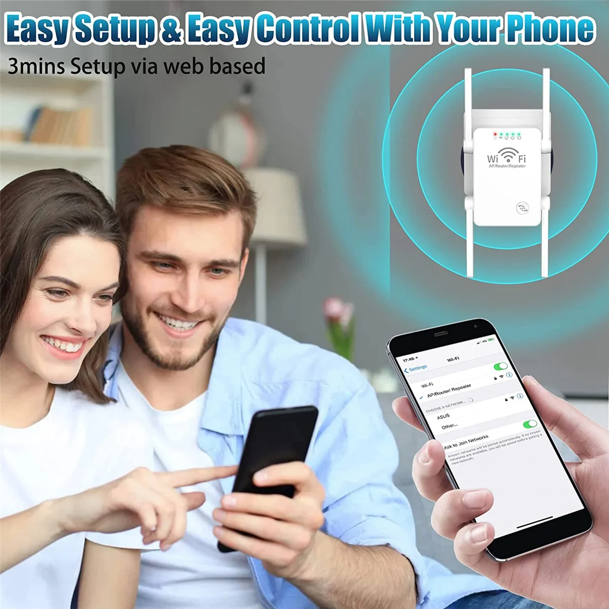 

WiFi Extender Signal Booster 300Mbps Wireless WiFi Signal Amplifier WiFi Repeater,Internet Booster Wifi Extender-US Plug