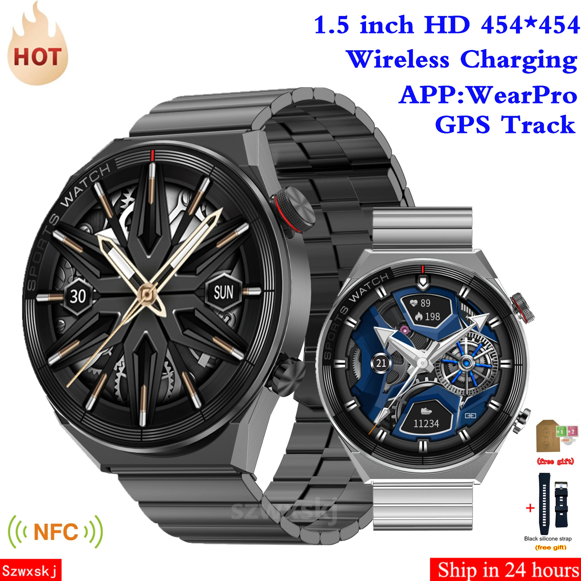 

Смарт-часы DT3 Mate мужские, экран 1,5 дюйма 454*454, NFC, Bluetooth, голосовой помощник, фитнес-браслет, Беспроводная зарядка, Смарт-часы