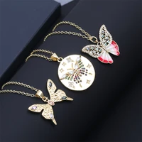 new style fashion women colorful small zircon butterfly copper necklaces pop butterfly necklace jewelry for women party fine j