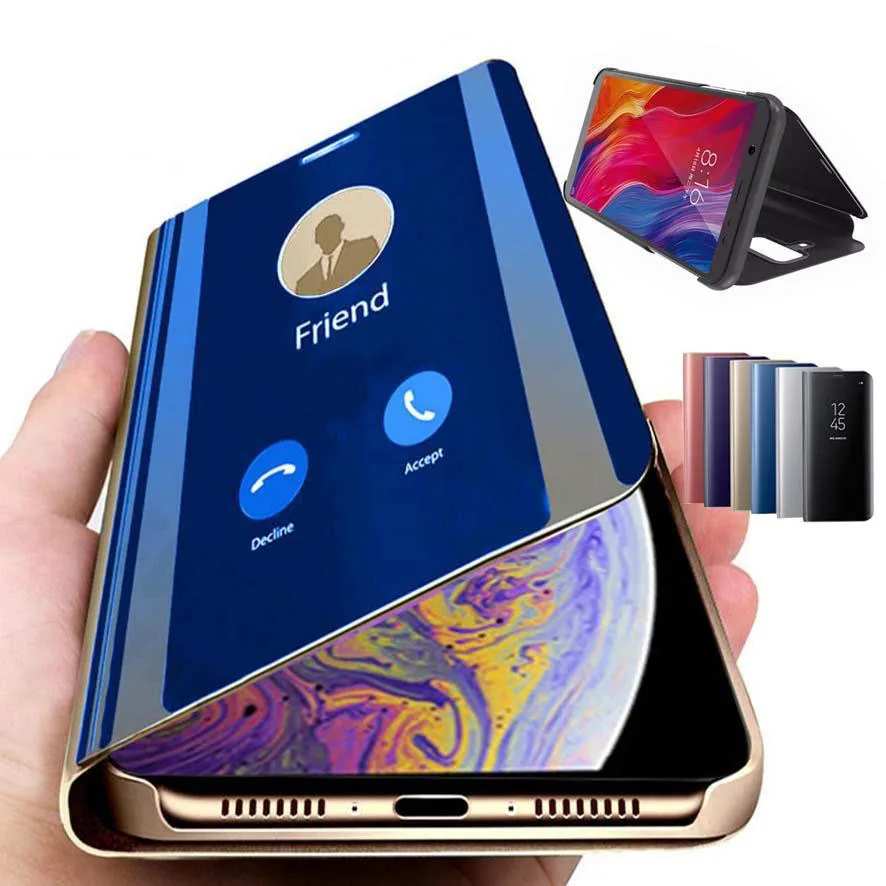 

Smart Mirror Flip Phone Case For Huawei Y6P Y5P Y7P Y8P Y9A P Smart 2020 P40 Lite E Nova 7i 6se 7SE PU Leather Protective Cover