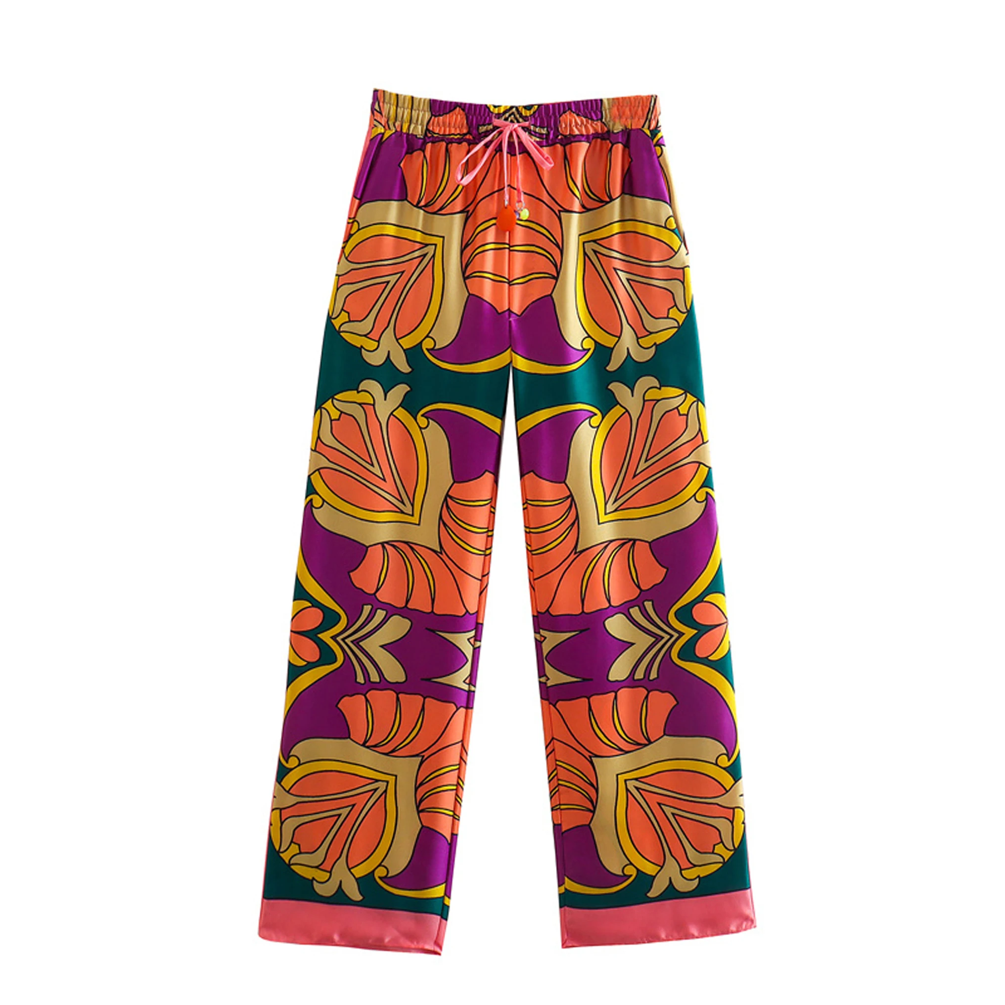 

Europe and the United States women's summer new national printed pants at home