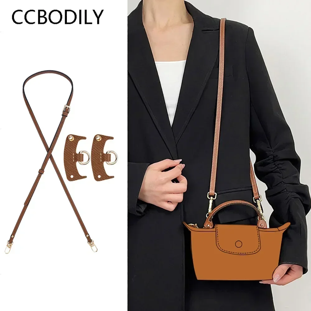 

Bags Transformation Accessories For Mini Bag Straps Adjustable Punch-free Genuine Leather Shoulder Strap Crossbody Conversion