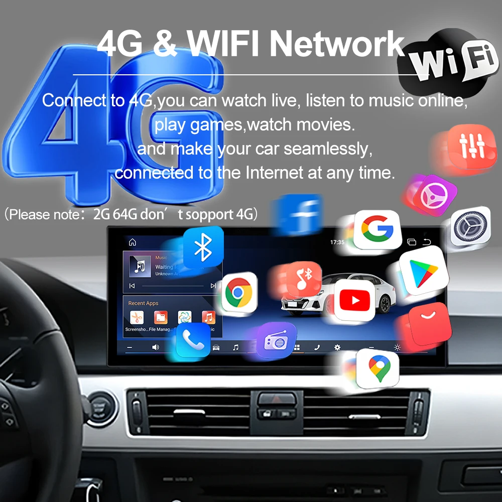 Фото Android 15 для BMW 3 серии E90 E91 E92 325i 320i 318i 2006-2011: автомагнитола с Carplay, DSP, навигацией GPS и мультимедийным плеером №4