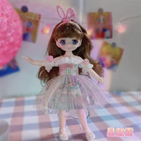 7 points princess bjd doll girl toy giftcute doll 23cm two dimensional comic face multi joint fashion casual suit skirt
