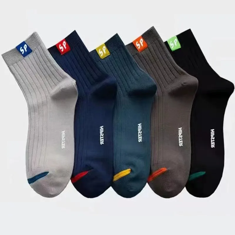 

5 pairs of men's medium socks, business breathable, sweat absorbing, deodorant trend, sports stockings, all season socks