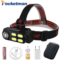 pocketman xpe4cob led headlamp lightweight comfortable headband headlight usb rechargeable head lamp waterproof head flashlight