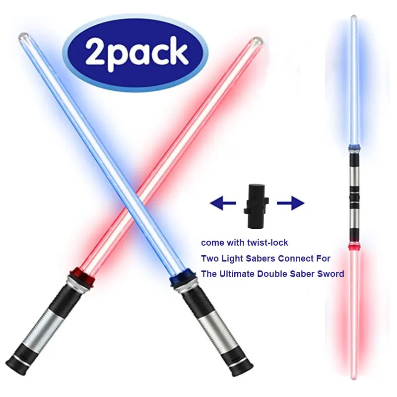 

New 2pcs/lot RGB 7 Colors Change Flashing Lightsaber Laser Double Sword Toys Sound and Light for Boy Girls