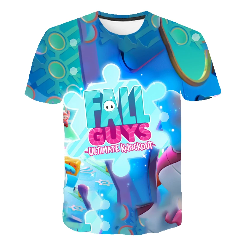 

2022 Fall guys 3D children's print Toca Life World short-sleeved T-shirt 4-14 years old children cartoon animation game clothing