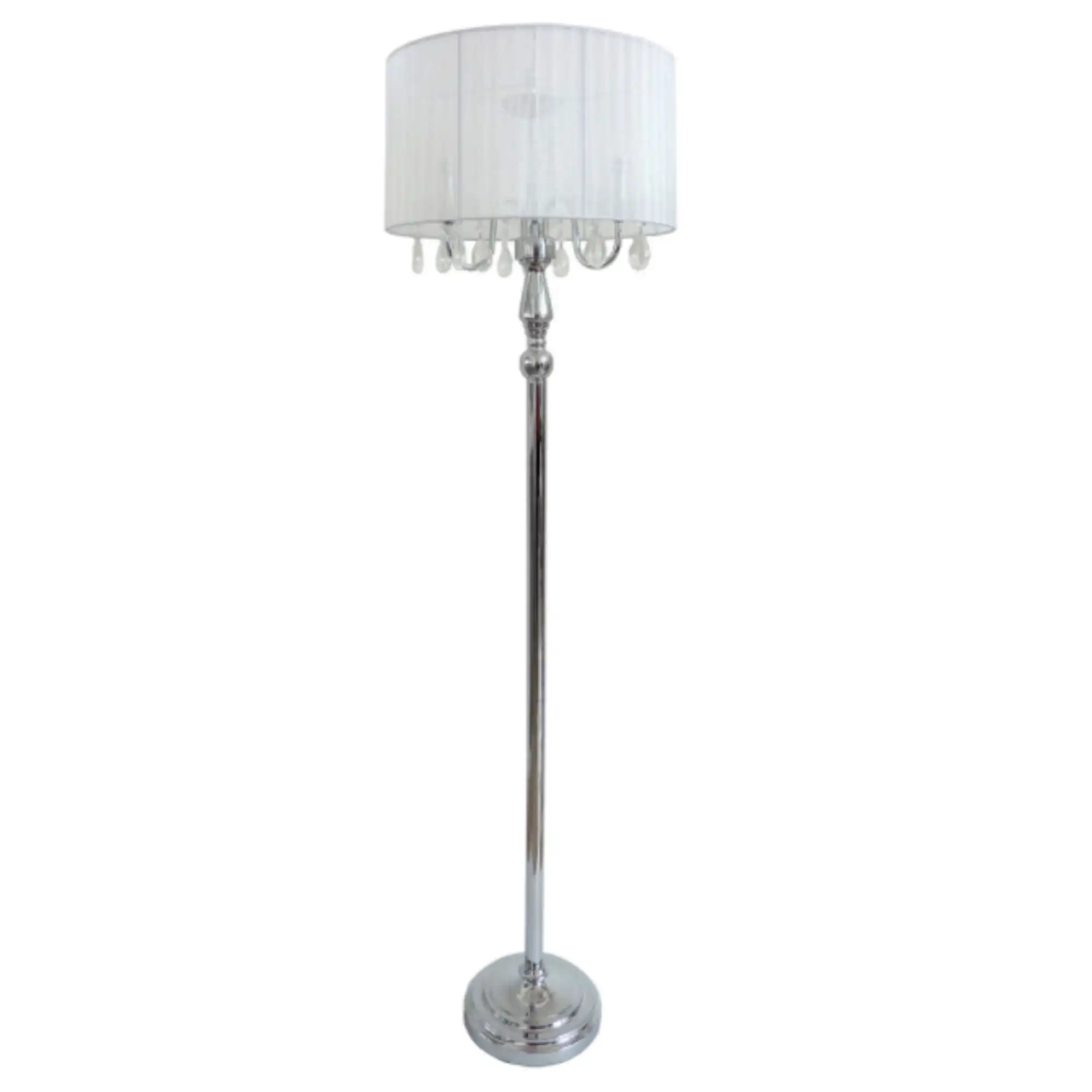 HMTX Trendy Romantic Sheer Shade Floor Lamp with Hanging Crystals