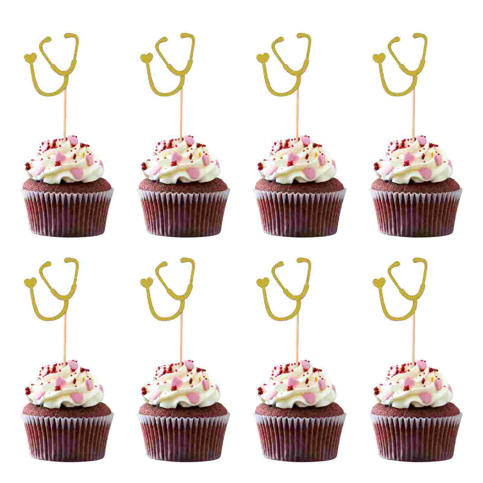 

24 шт. тематические украшения для торта в форме стетоскопа, украшения для торта на день рождения, Топпер для кексов, Топпер для мороженого
