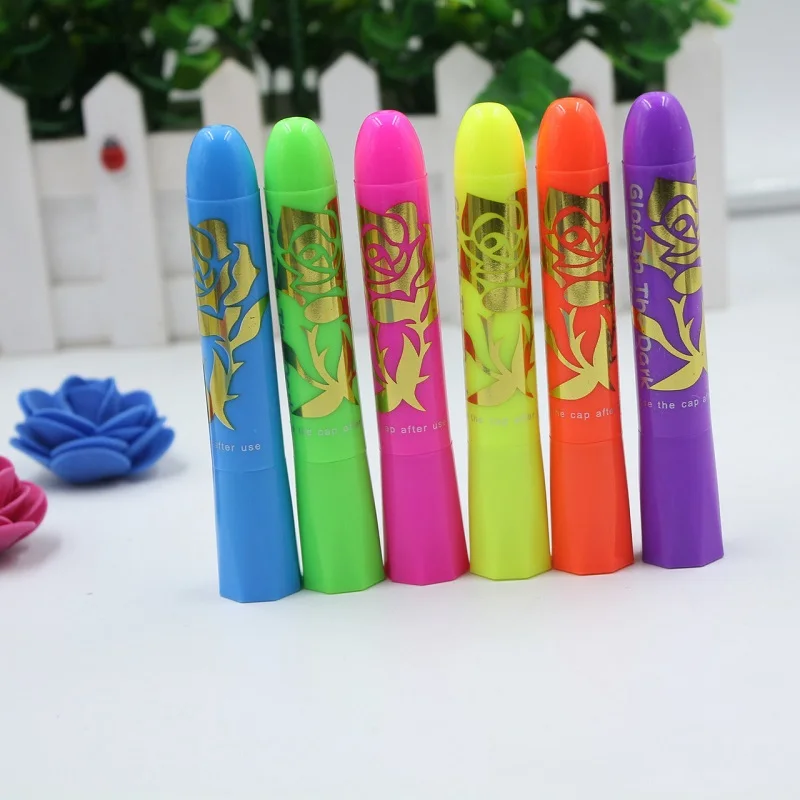 6 цветов краска для Хэллоуина яркая светящаяся в темноте черная лица и тела