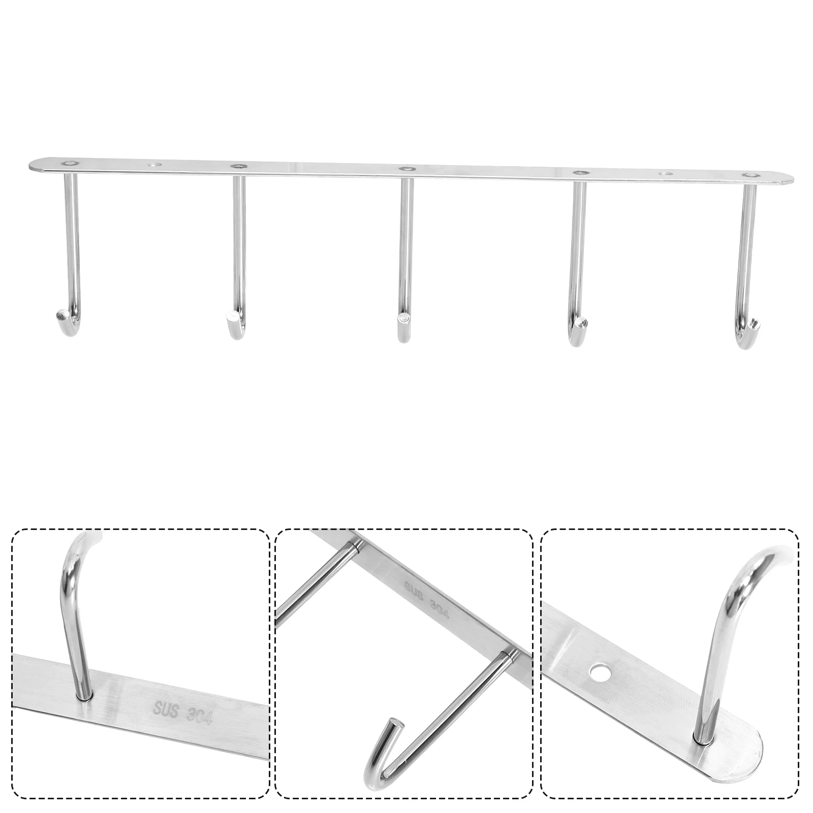 

Hooks Kitchen Hook Wall Rack Hanger Decorative Towel Steel Bathroomrail Metal Pegboard Cup Storage 5 Panpot Mounted Stainless