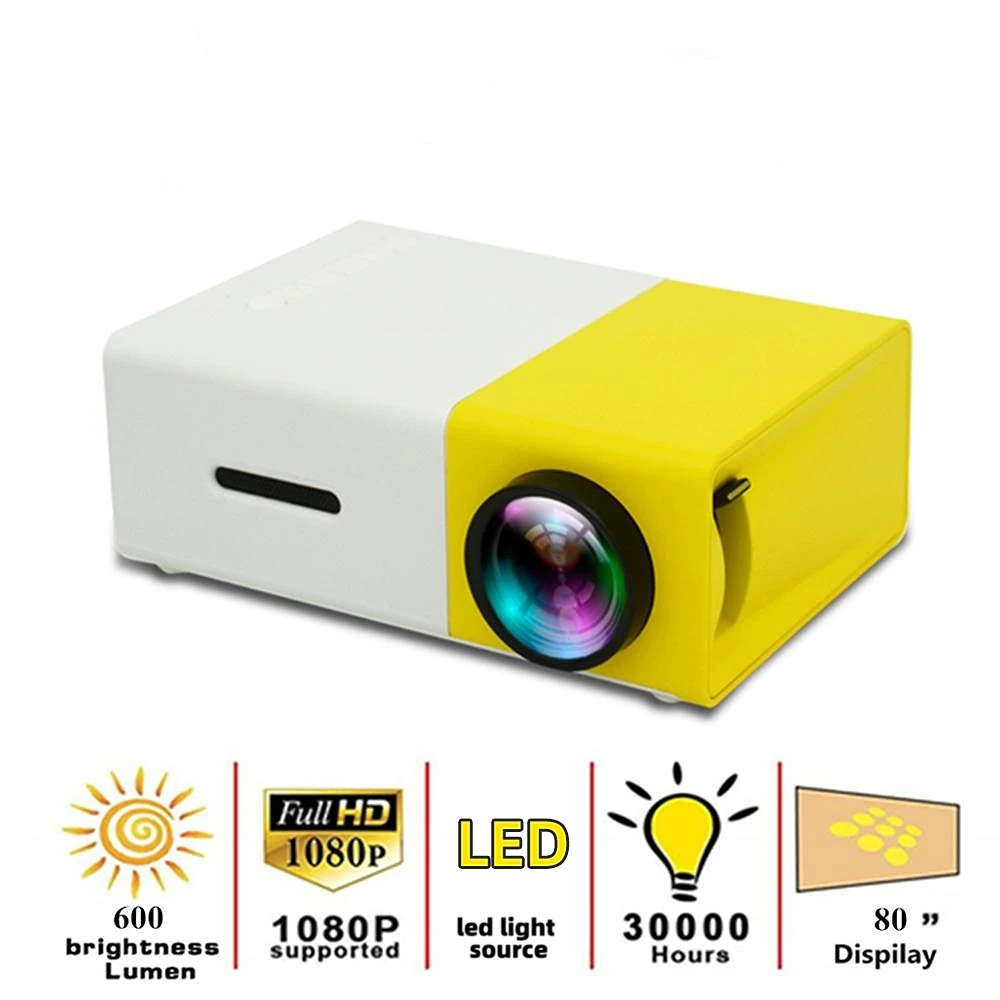 

YG300 Pro LED Mini Projector 480x272 Pixels Supports 1080P HDMI-compatible USB Audio Portable Home Media Video Player