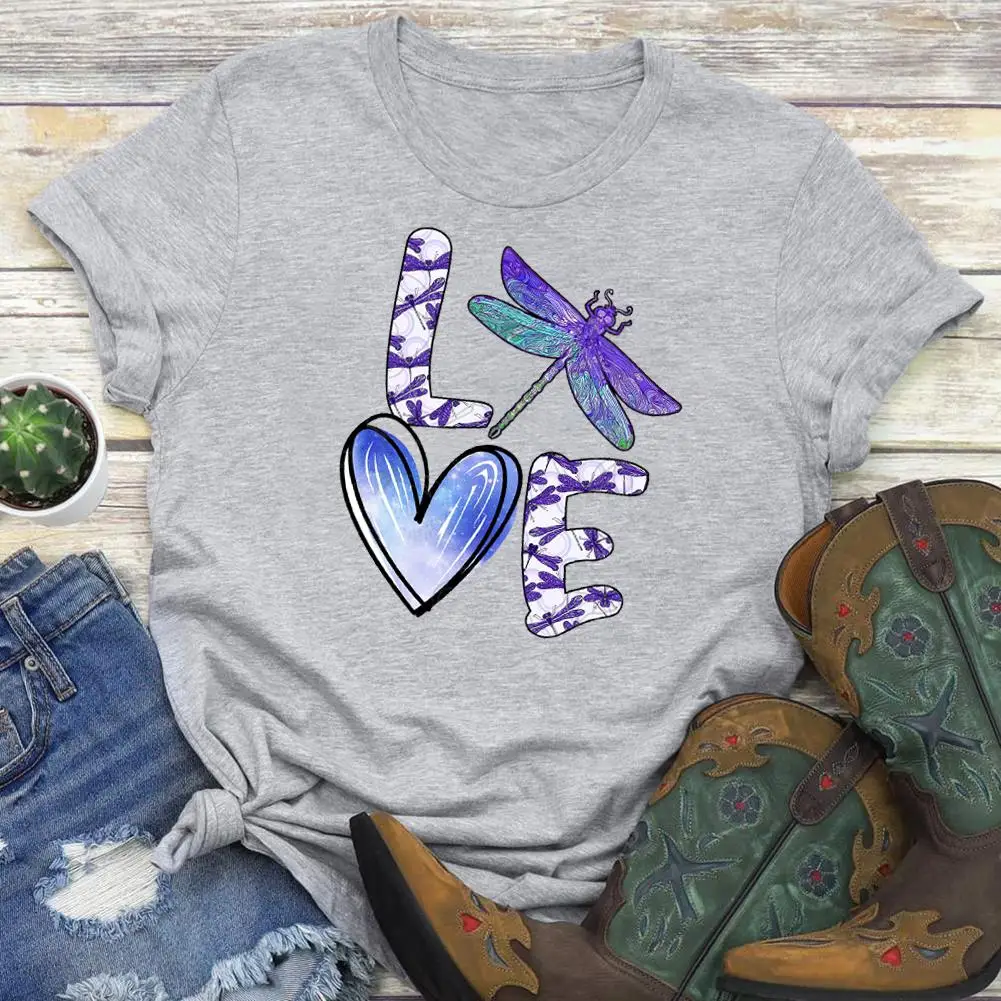 

Модные футболки Love Dragonfly для женщин и мужчин, футболка с коротким рукавом, хлопковые повседневные топы S-XXXL