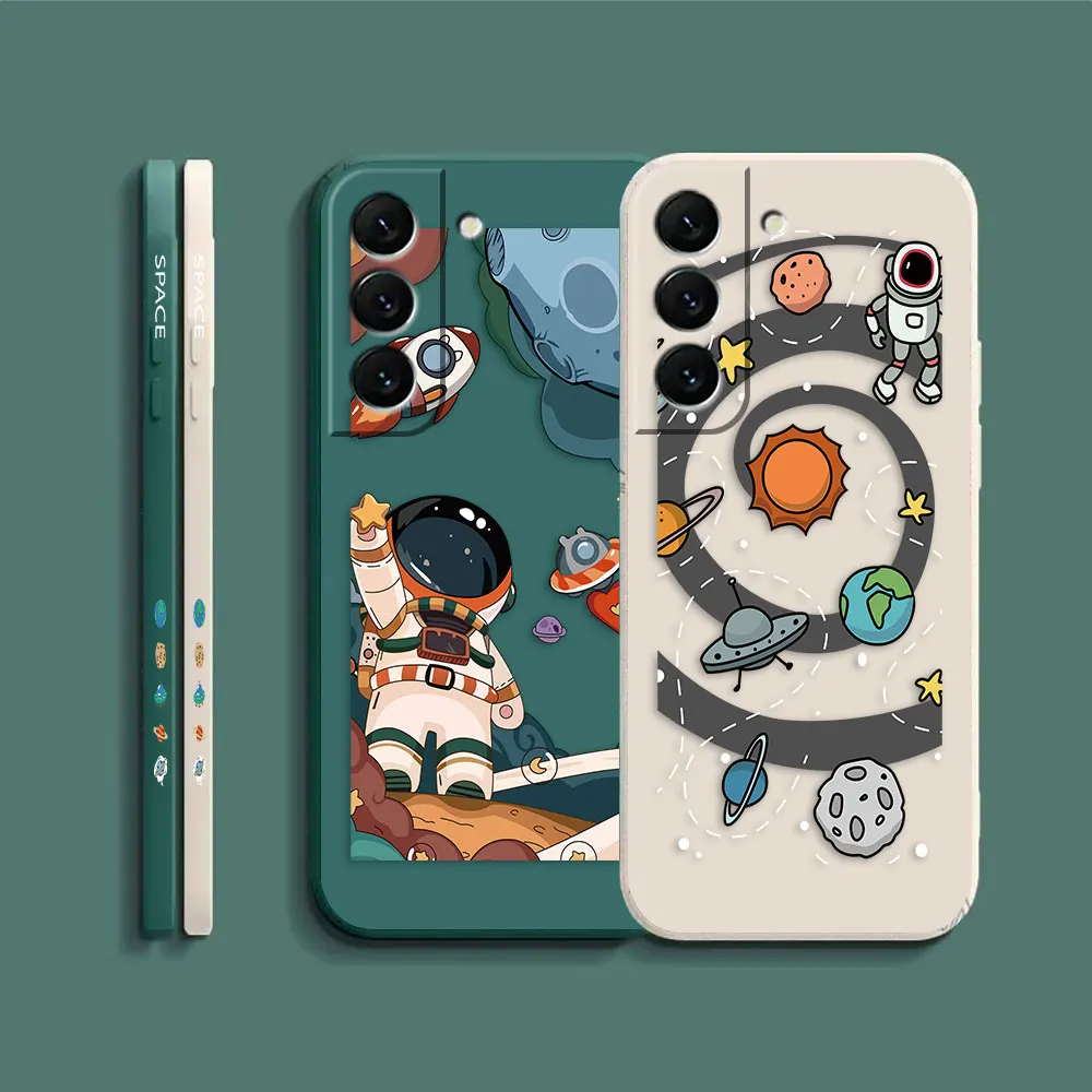 Case For Samsung Galaxy S23 S22 S21 S20 FE S11 S11E S10 S10E S30 Ultra Plus 4G 5G Case Funda Cqoue Shell Space Astronaut GALAXY