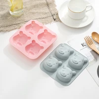 4 cells cute bear silicone cake mold for diy jellypastrybiscuitcandlechocolate molds heat safe material baking tools