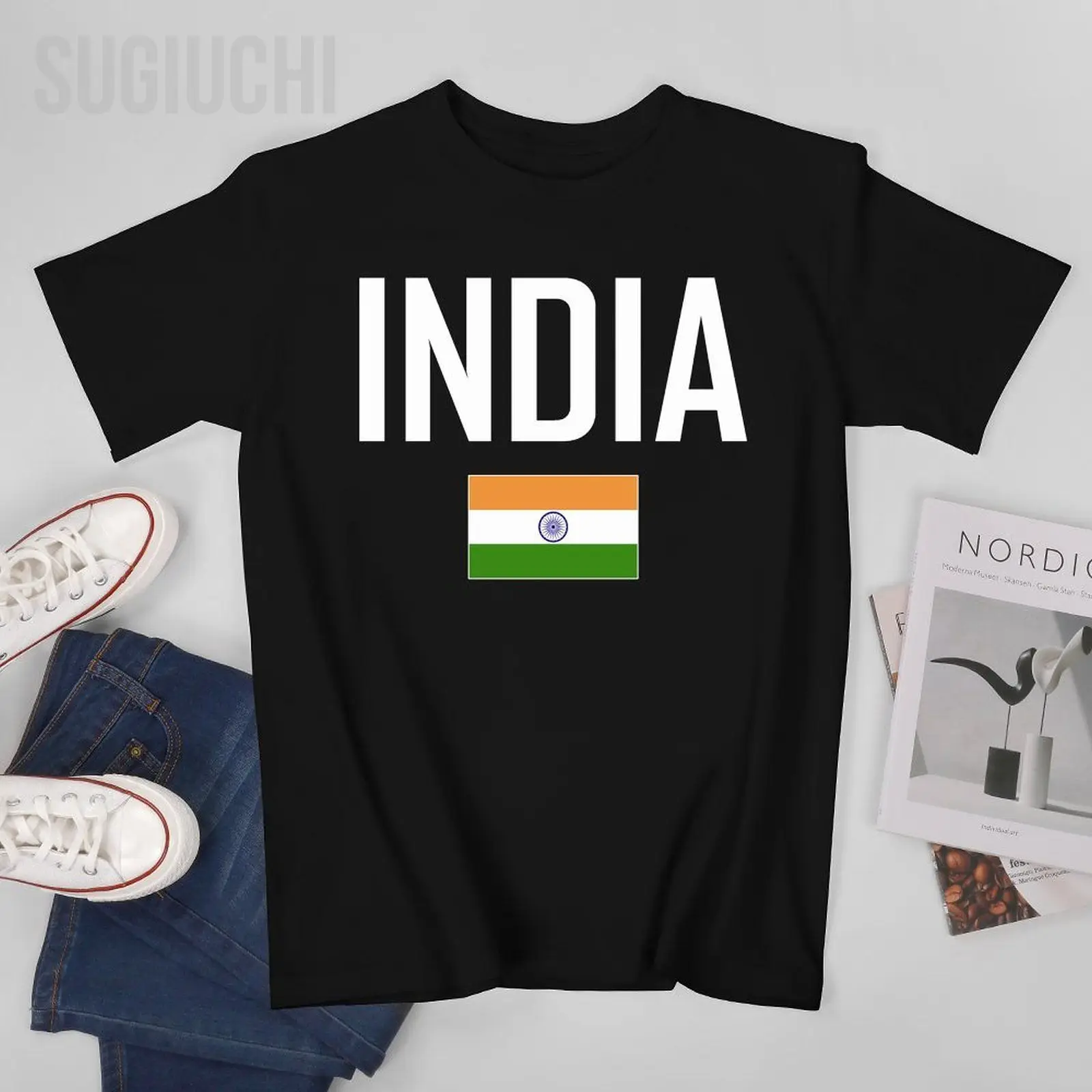 

Unisex Men Tshirt INDIA Flag And Font Tees T-Shirt O-neck T Shirts Women Boys 100% Cotton Clothing More Color