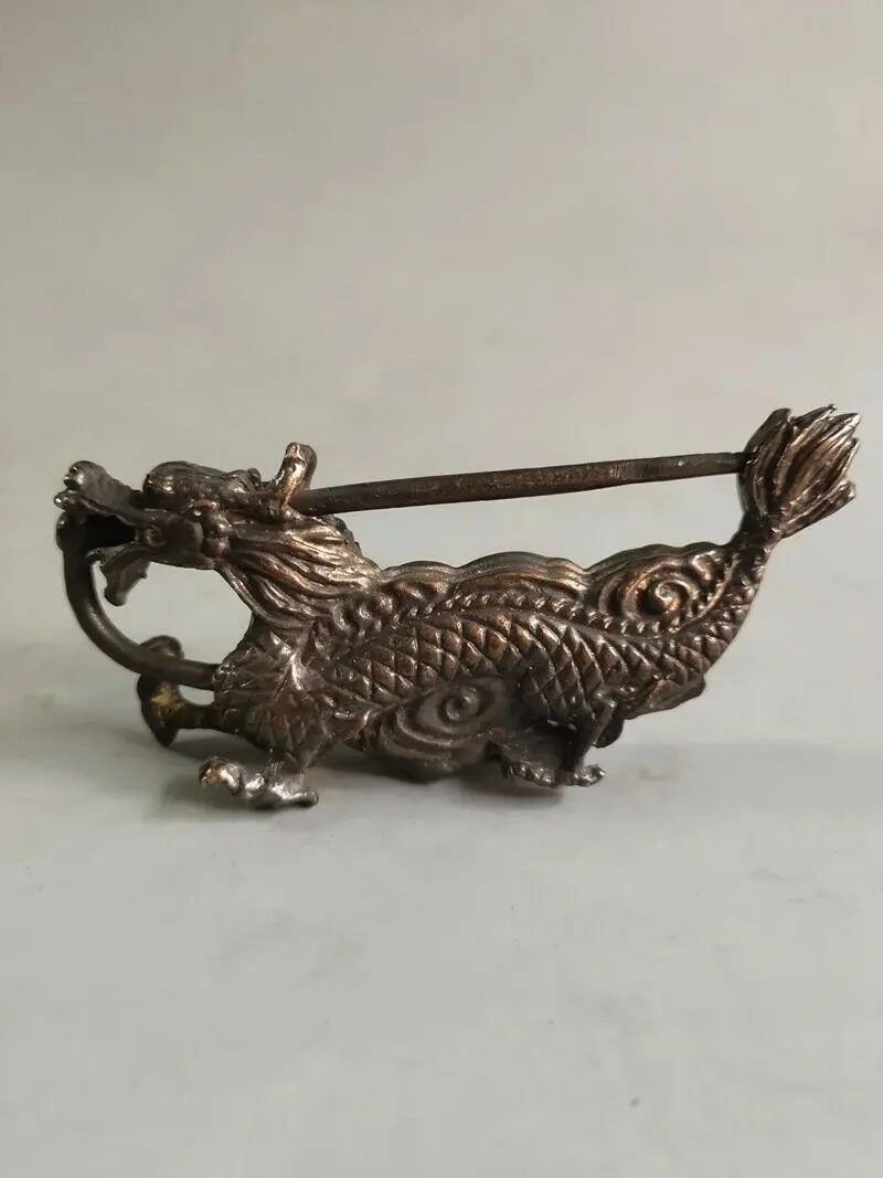 

Exquisite Old Chinese Brass Copper Handmade Dragon Lock Key Statue 90284