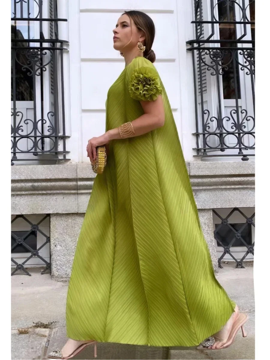 Miyake плиссированное платье для тяжелой промышленности с цветочным диском и