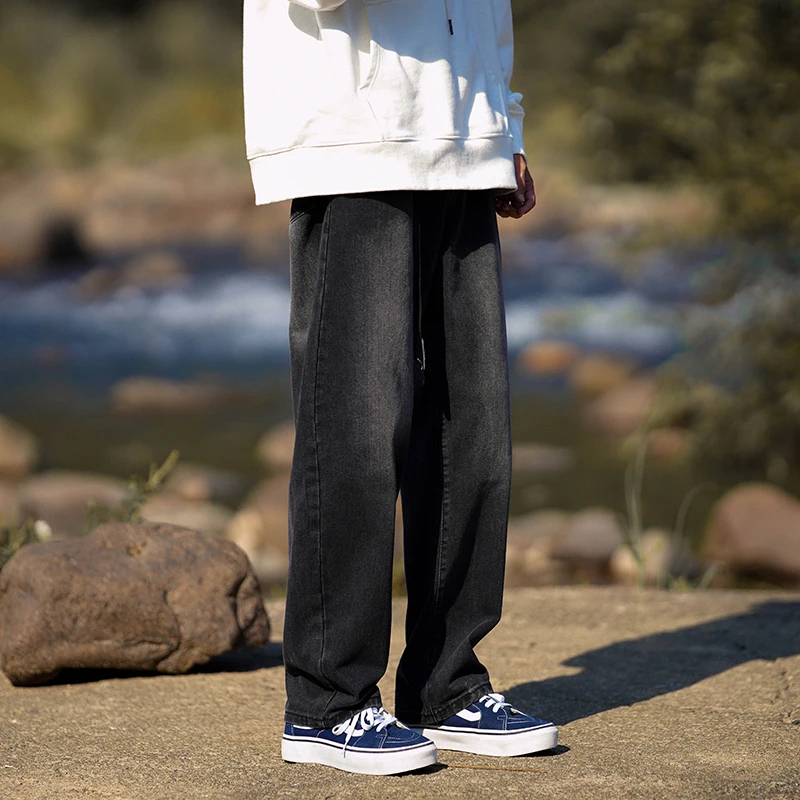 Black Blue Brown Baggy Jeans Men Fashion Casual Straight Jeans Men Streetwear Loose Hip Hop Wide Leg Denim Pants Mens Trousers