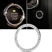 diamond car start stop ring sticker auto start switch button decorative cover rhinestone key ring car bling decal accessories
