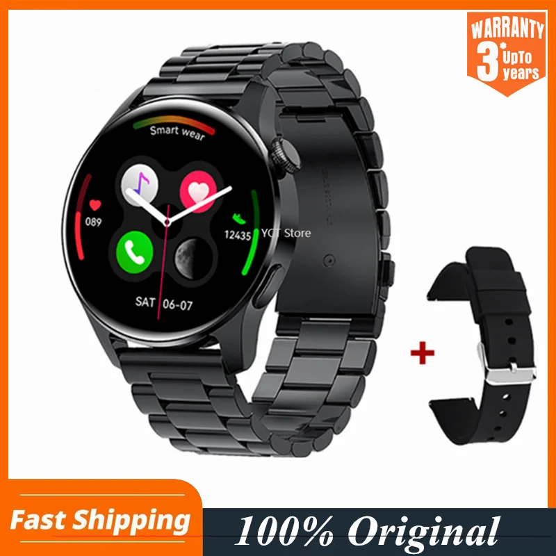 

Smart Watch Men Sport Fitness Clock Round Full Touch Heart Rate Call Waterproof Watch GT3 For Huawei IOS Android Phone