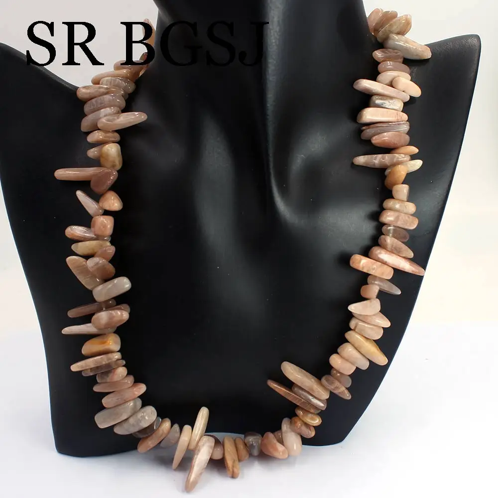 

Free Ship 15-20mm Sun Stone Natural Gem Stone Collar Choker Necklace For Women Girl Jewelry Gift 18inch
