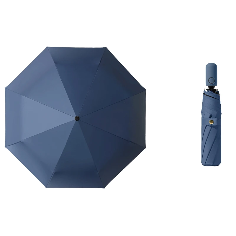 Fully Automatic Three-fold Sun Umbrella Solid Color Black Glue Sunscreen and UV Protection Sun and Rain Dual-use Umbrella