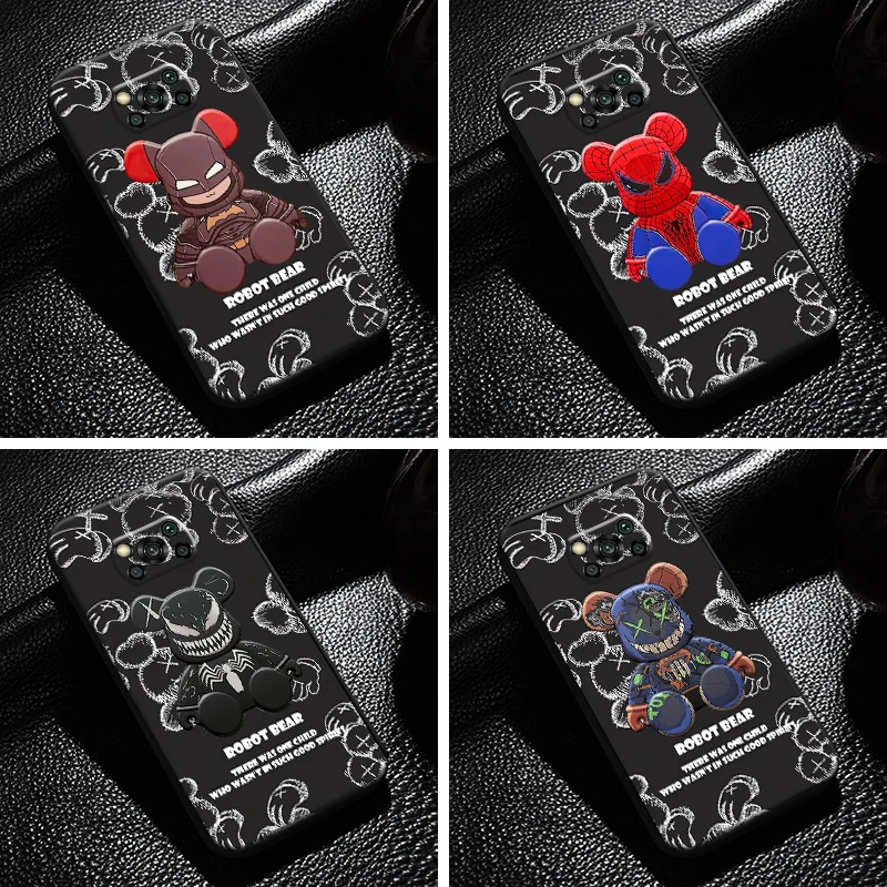 

Marvel Venom Spiderman Cute Bear For Xiaomi Poco X3 Pro NFC X3 GT Phone Case Coque Soft Carcasa Liquid Silicon Silicone Cover
