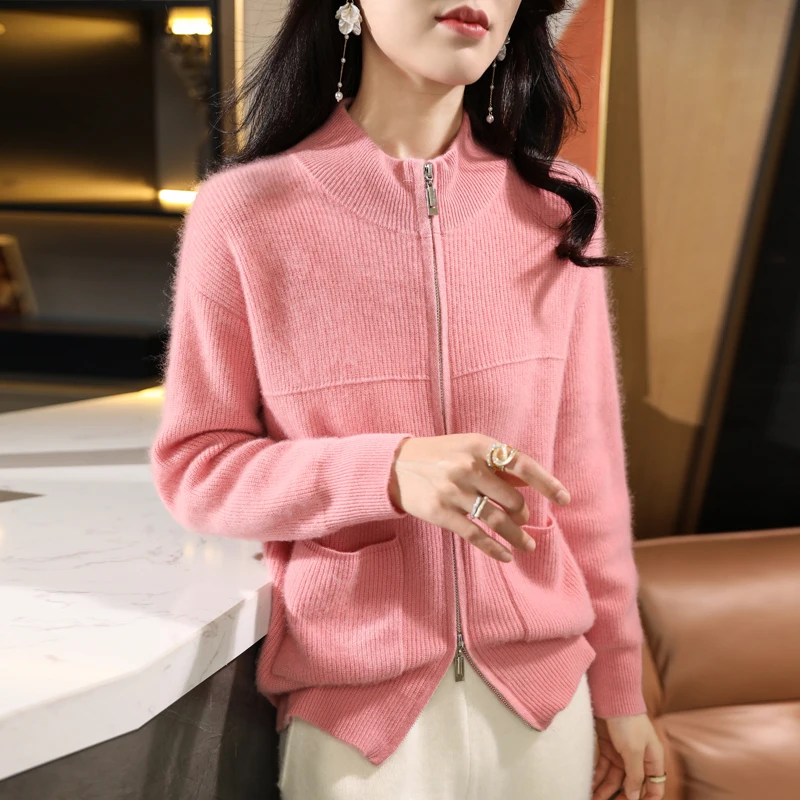 Новинка Осень-зима 100% мериносовая шерсть кашемировый свитер женский кардиган с