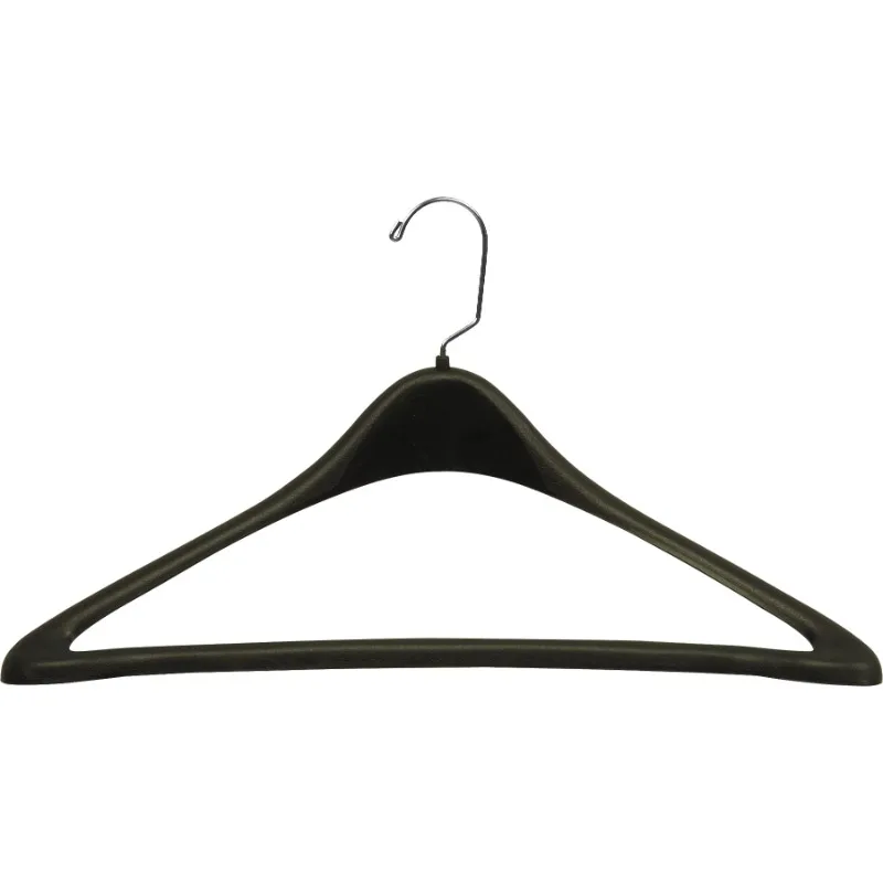 

INTERNATIONAL HANGER 19 inch Heavy-Duty 1/2 inch Wide Contour Black Plastic Suit Hanger, 25 Pack