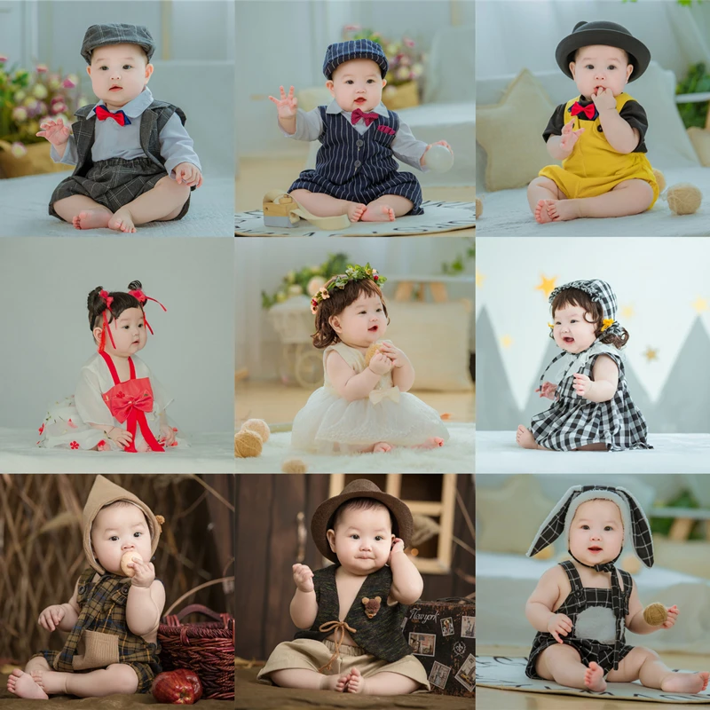 Dvotinst Photography Props for Baby Outfits Set Baby Girls Dress Hat Bonnet Fotografia Infant Studio Shooting Photo Props 3-12M