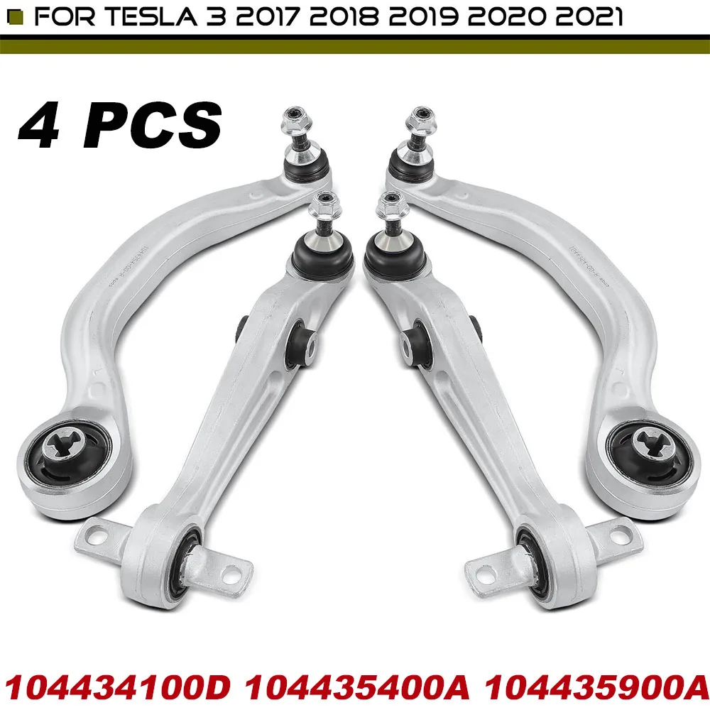 

4 PCS 1044341-00-D 1044354-00-A 1044359-00-A Front Lower Suspension Control Arm & Ball Joint Kits For 2017-2021 Tesla Model 3