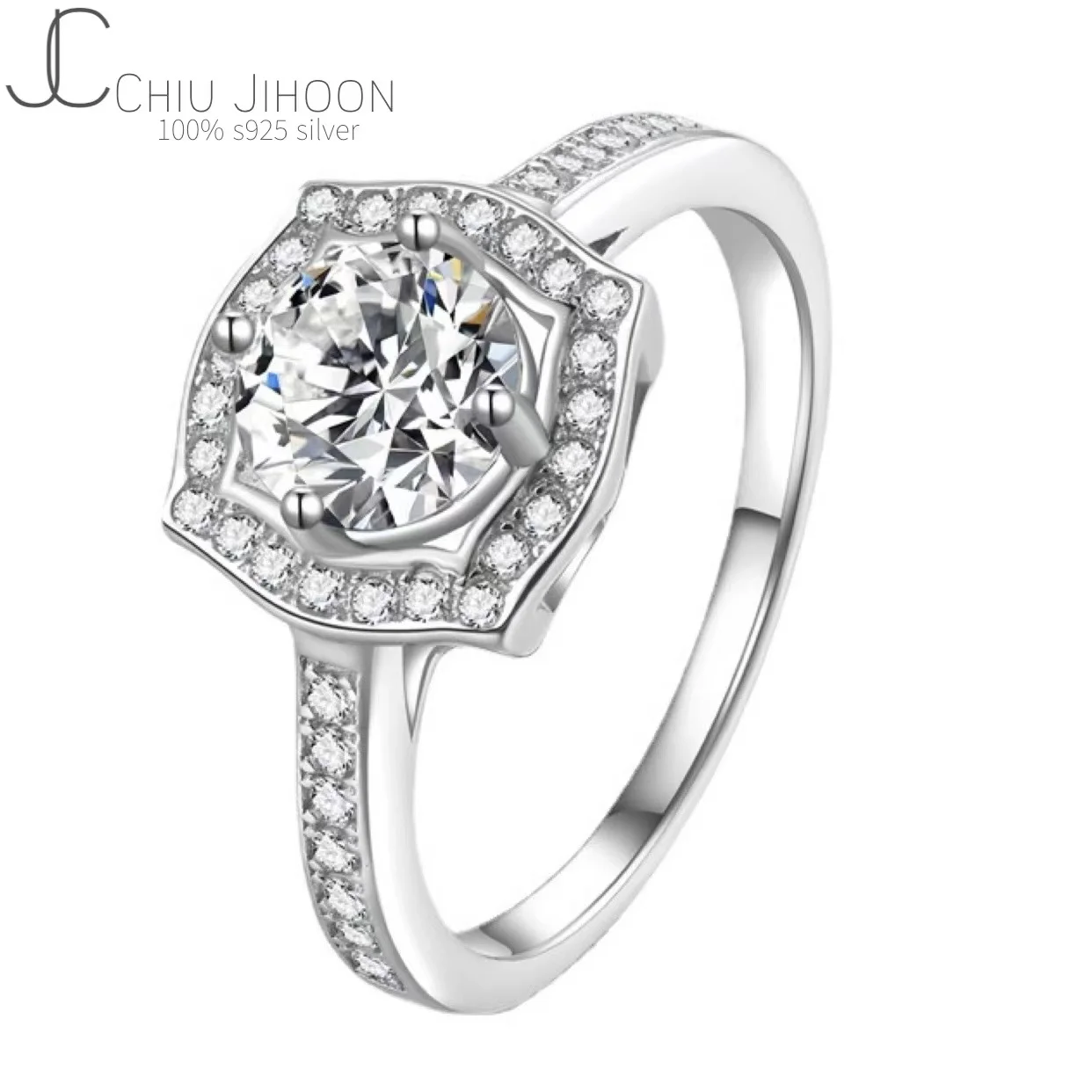 

Sterling Silver Wedding Rings 0.5CT 1CT 2CT Moissanite Diamond Plated 18k White Gold Engagement Rings Women High Jewelry