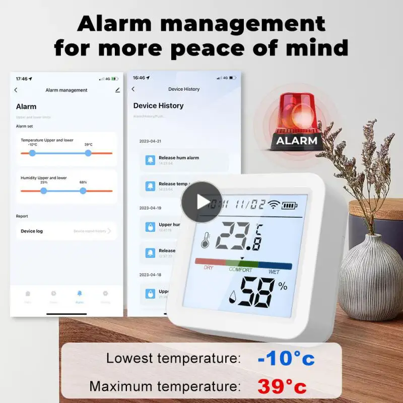 

Safe Thermometer Voice Support Intelligence Hygrometer Household Appliances Temperature Sensor Precise Backlight Support