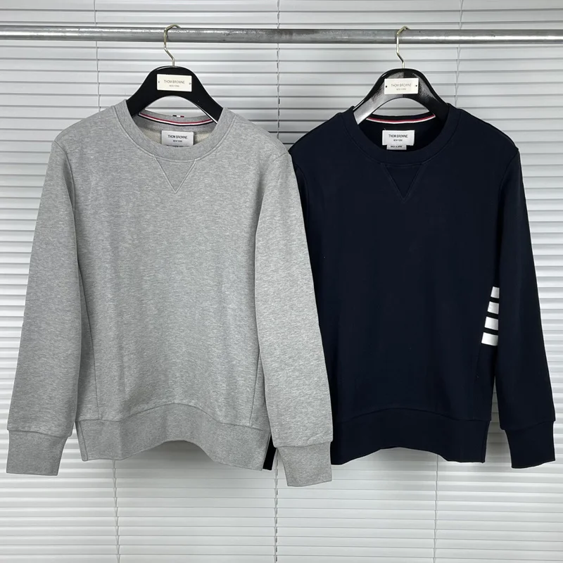 

Brand 2023 THOM Fashion TB Sweatshirts Spring Autumn Casual Clothing Men Cotton Jacket pullover Solid Striped Sportswear Coat