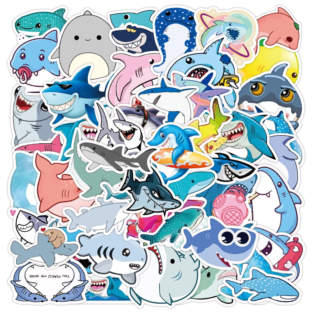 

10/30/50PCS Cute Shark Anime Stickers Skateboard Suitcase Freezer Graffiti Luggage Motorcycle DIY Cartoon Decal Sticker for Kid