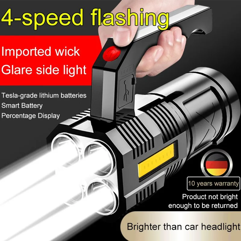 

Фонарики, фонарик, самый мощный светодиодный фонарик, уличное освещение, тактический фонарик с USB-зарядкой, водонепроницаемый Ультраяркий ф...