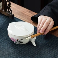 double circle non dry inkstone brush calligraphy special product with cover box table plate grinding ceramic hot pot