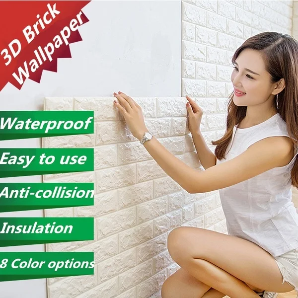 

DIY 3D Brick Pattern Anti-collision Sponge Wallpaper Home Decor PE Foam Wall Stickers Wall Decor Self-adhesive Wall Art Embossed