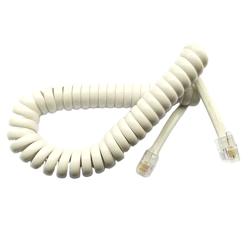 

white color RJ11 telephone line 4P4C telephone cords 2M telephone cord
