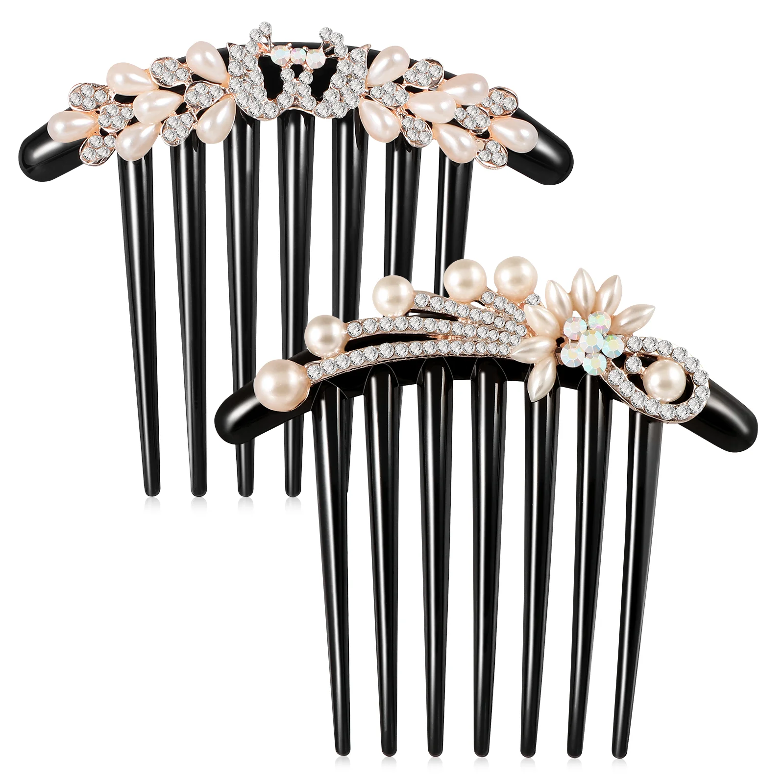 

2 Pearl Hair Combs Artificial Elegant Hair Comb for Bridals Girls