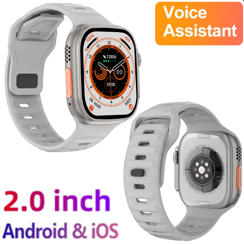 

for NOKIA 6.1 Plus X6 6 2018 X7 7 Plus 8 9 5.2 5 Men's Smartwatch 2.0-inch HD Screen Ai Voice Assistant Blood Oxygen Monitoring