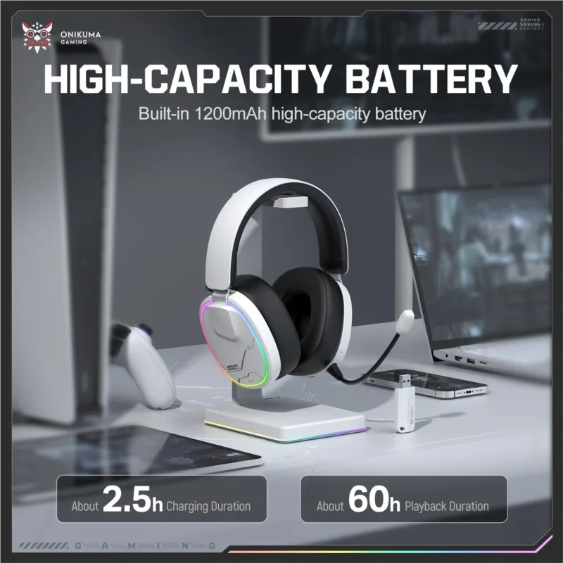 Фото Беспроводные игровые наушники GUEIN Nextron Smart Head On 2.4G с RGB-подсветкой, хит продаж 2026 года, дропшиппинг, новинка. №1
