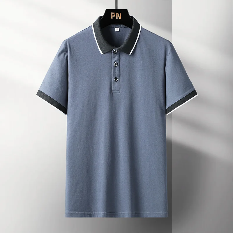 

Рубашка-поло мужская с коротким рукавом, приталенная Повседневная футболка с лацканами, деловой стиль, для бега, на лето