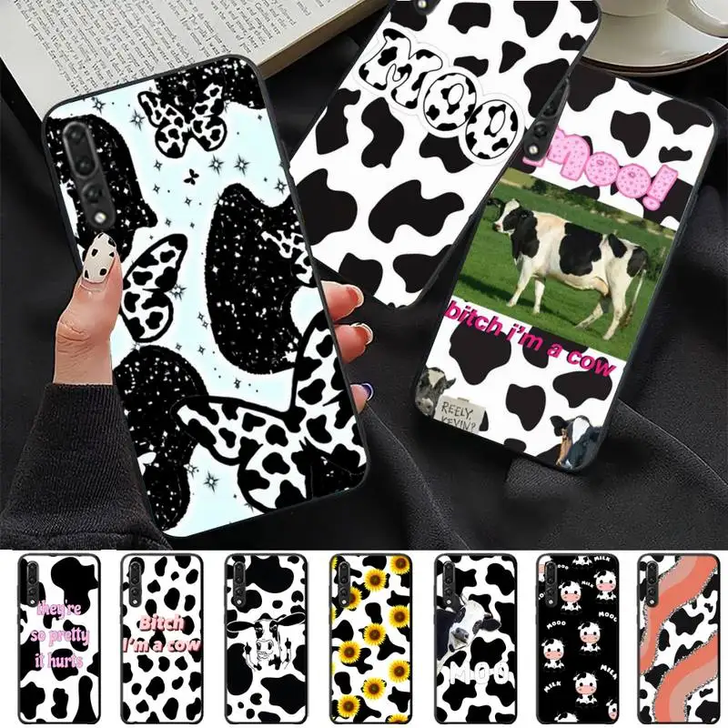 

Cow pattern Black and white style Phone Case for Huawei P30 40 20 10 8 9 lite pro plus Psmart2019