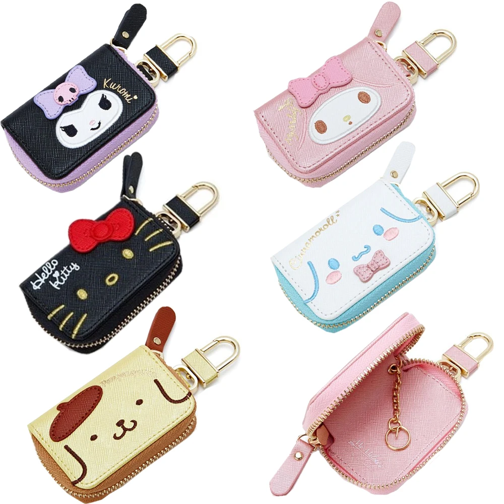 

Cartoon Anime Key Case Kawaii My Melody Kittys Purin Kuromi Multifunctional Pu Zipper Coin Purse Portable Storage Bag Gifts Toys