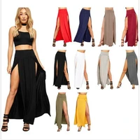 2021 new arrival high waisted sexy womens double slits summer solid long maxi skirt wholesale 51 valentines day gifts