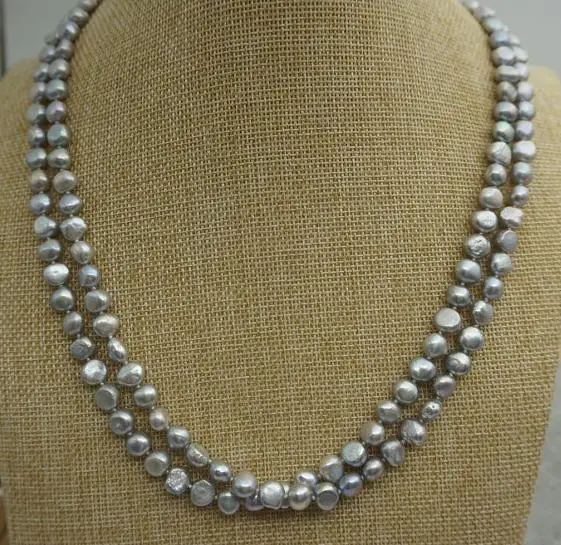 

Unique Design AA Pearl Necklace,18'' 6-7 mm Gray Baroque Genuine Freshwater Pearl Jewelry,Love,Mothers Day,Charming Women Gift